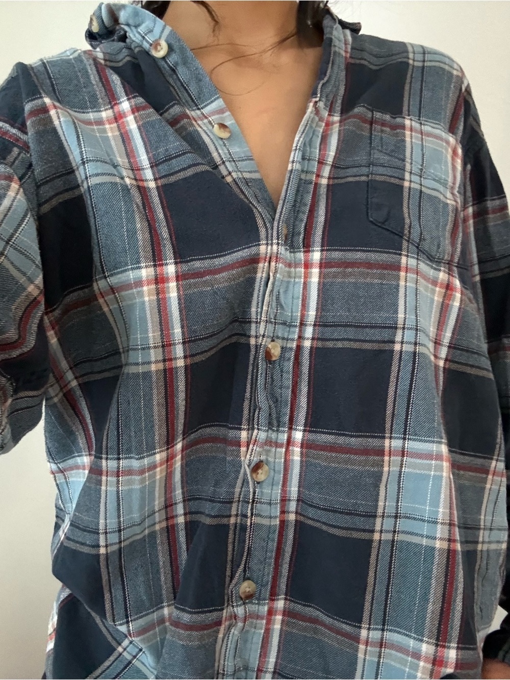 RedHead White, Light Blue & Red Plaid Button-Down Shirt